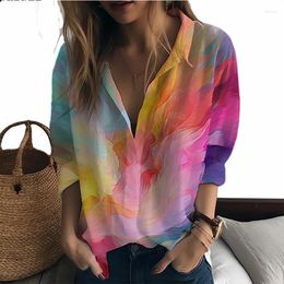 Blouses pour femmes dame chemise couleur floraison 3D imprimé Style décontracté dames mode tendance rue ample