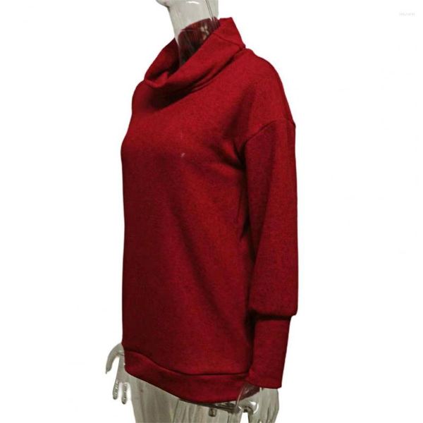 Blusas de mujer Suéter de dama Acogedor guardarropa de invierno Prendas de punto de cuello alto para damas con tela suave y gruesa Mangas largas para fondo cálido informal