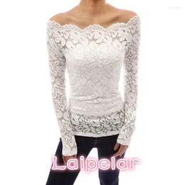 Blouses Femmes Laipelar Femmes Tops Automne Sexy Blusas Hors Épaule Slash Cou Dentelle Solide Chemises À Manches Longues Slim Casual Plus Taille