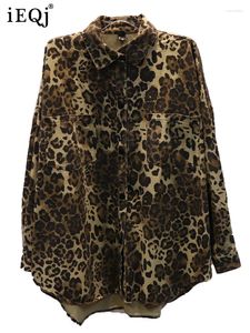 Chemisier à revers motif léopard pour femme, chemise en Denim à manches longues, mode automne 2023, ample, Vintage, 3WQ7856