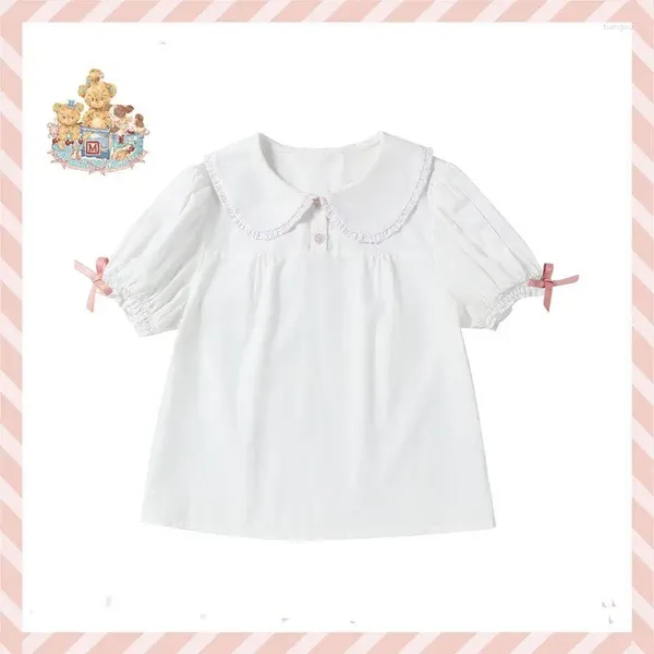 Blusas de mujer estilo lolita jk japones escolar japonesa manga de burbujas camisas blancas arco brote lindo muñeca ropa interior tops sueltos