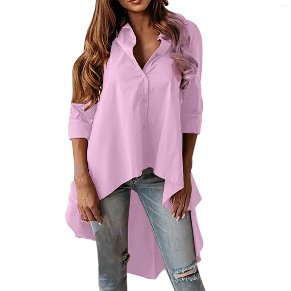 Blouses pour femmes Longue chemise Femme Femmes Top de manche de manches Irrégules Shirts Travaillez en vrac Maxi Streetwear