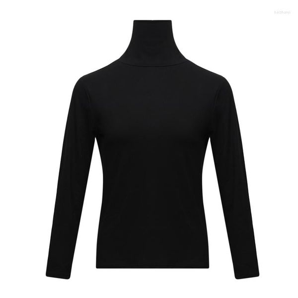 Blusas para mujeres Camisa de fondo de manga larga Mujeres Mujeres de cuello alto Slim Camas de tortuga BLOUNDA NEGRAS BLUSA BASIC BASIC