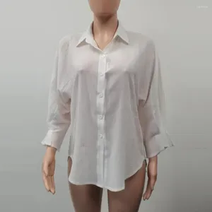 Damesblouses Shirt met lange mouwen Top Achter Split Strikje Elegante revers met detail Stijlvolle blouse met enkele rij knopen voor dames