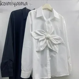 Blouses pour femmes Camisas décontractés simples Ropa Single Ropa à manches longues Femmes Châchage de fleur de fleur Shirts 2024 Blusas féminin de revers d'été