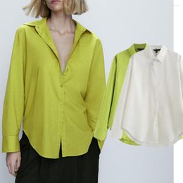 Blusas de mujer Maxdutti moda blusa superior de algodón simple mujer 2023 primavera y verano camisa de mujer de color sólido