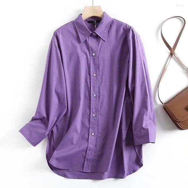 Blusas de Mujer Maxdutti Blusa de Manga Larga Camisa Vintage Informal Suelta Mujer Indie Folk Color Morado Tops de Moda