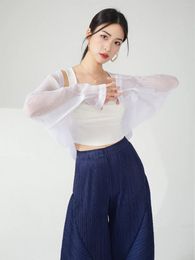 Blouses pour femmes miyake pli 2024 Cardigan tricot de printemps