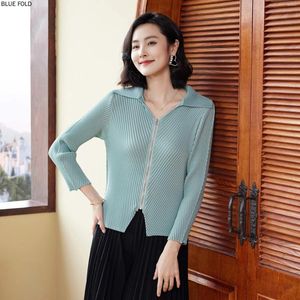 Women's Blouses Miyake geplooide shirt ontwerp Solid kleur vroege voorjaar mode veelzijdige top camisas chemise femme blusas mujer