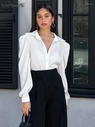 Blusas de mujer Mnealways18 Jacquard elegante mujer raya camisa oficina señoras soplo manga solapa casual y tops sólido fruncido con clase 2024