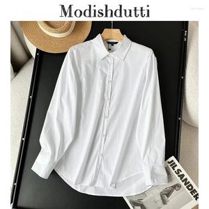 Blouses des femmes modishdutti 2024 Spring Femmes Fashion High Quality Mash-Breasted Breft Female Blouse de simplicité à manches longues Solide à manches longues