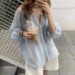 Moonbiffy – chemisier d'été à manches longues et col rond pour femme, chemise en mousseline de soie, Super fine, Protection solaire, ample, coréenne, 2023