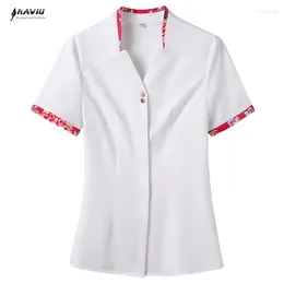 Women's Blouses Naviu Fashion Professional Women White Shirt Summer Short Sleeve Chiffon Show Elegante en intellectuele tempeement