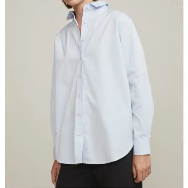 Chemisiers pour femmes, Design de Niche, chemise blanche à manches longues et col montant, ample et à la mode