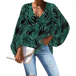 Women's Blouses NoisyDesigns Cool Women Hawaiiaans Stijlpatroon 2022 Zomer Chiffon V-Neck Tops Shirts losse lantaarn lange mouwen mujer