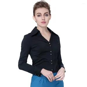 Women's Blouses Office Ladies Work Body Shirts en Black White Cotton Long Sleeve Bodysuits vrouwelijke formele shirt tops