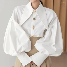 Damesblouses Kantoor Dame Blouse Losse Lantaarn Wit overhemd met lange mouwen Dames Koreaanse onderkant Blusas Mujer De Moda 2024 Vrouwelijke shirts Tops