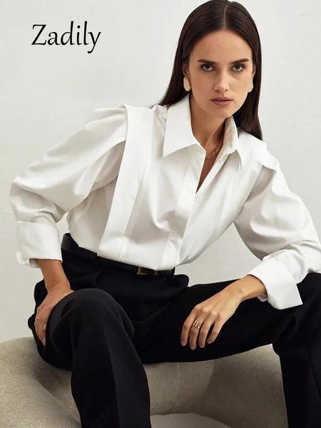 Blouses de femme Boulanges Lady à manches longues Femmes Coton Shirt blanc Korea Style Bouton Up Ladies Blouse 2024 Summer Female Tops