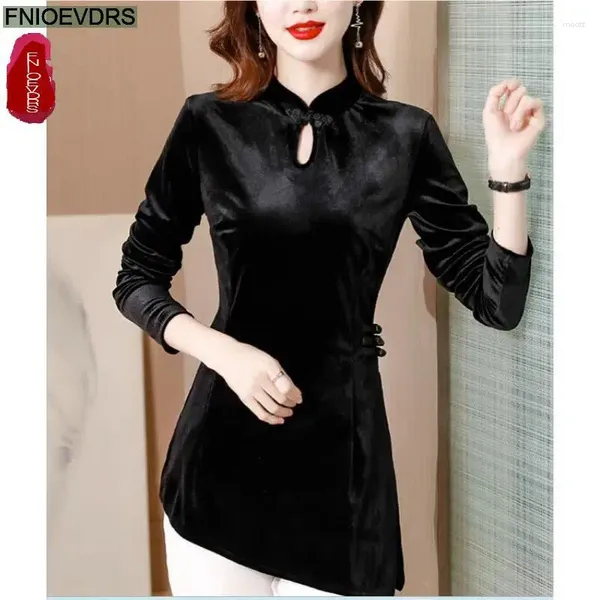 Blous de femmes Chemises de dame 2024 Automne d'automne Basic Wear travail Femme Français Design solide à manches longues élégantes Black Peplum Tops