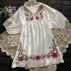 Blouzen voor dames orgypsy zomer dames shirt witte bloemen geborduurde boeren blouse vintage etnische tuniek boho hippie femme tops blusa