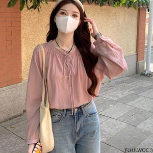Blusas de mujer Rosa lindo pajarita Tops camisas básicas sueltas mujeres Retro Vintage estilo pijo chicas Chic Japón Corea ropa diseño Blusas