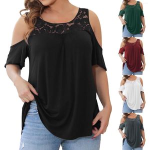 Damesblouses roze overhemd voor dames effen grote maten tops off-shoulder T-shirts losse pasvorm training