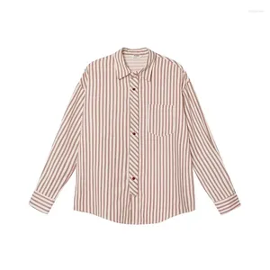 Blouses pour femmes chemises décontractées à rayures roses lâches à la mode coréenne Y2k Basic Basic Lady Vêtements tout-match vintage Harajuku