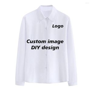 Women's Blouses Plus size mode knoop omhoog shirt 3d volledige print DIY Aangepast ontwerp met lange mouwen blouse