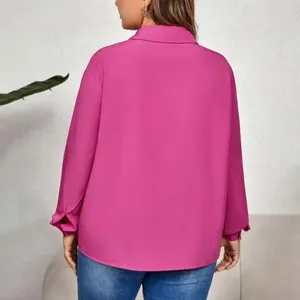Damesblouses Grote maat Doorzichtig overhemd Elegante vestblouse met uitgehold ontwerp Omslagkraag voor de herfst, lente