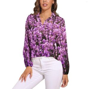 Blusas De Mujer Bonita Blusa Lavanda Pastel Manga Larga Púrpura Flor De La Paz Vintage Mujer Clásica Camisa De Gran Tamaño Tops Gráficos Regalo