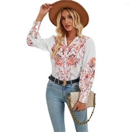 Frauen Blusen Gedruckt Langarm Fashion Casual Hemd 2024 Frühling Elegante Stehkragen OL Bluse Femme Blusas Camisetas