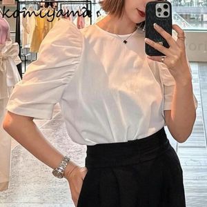 Blouses voor dames bladerdeeg korte mouw shirts o-neck blusas Japan stijl casual camisas mode ropa mujer 2024 lente zomer tops