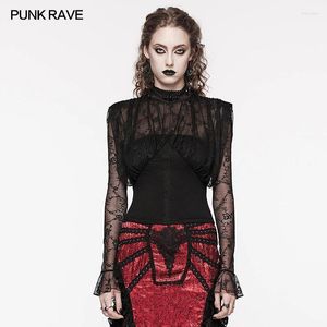 Blouses pour femmes punk rave gothique gothique élastique épissage rétro chemise quotidienne de chemisier noir mystère