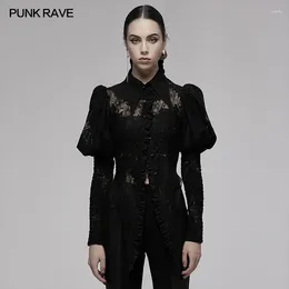 Blouses pour femmes punk rave gothique pointu hem princesse manche à cravate corde en dentelle lace lolita club de fête collectionne les chemises courtes de la taille