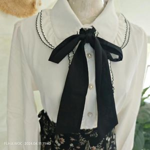 Blouses pour femmes Shirts blancs violets Bureau de travail formel mignon mignon filles femmes à manches longues bouton japon à lacets à lacets