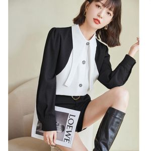 Blouses pour femmes Real S haute qualité automne coréen haut de gamme chemises de niche à manches longues en mousseline de soie chemise haut pour femme