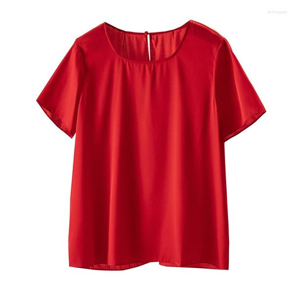 Blouses pour femmes rouge haute qualité femmes Blouse Blusa Mujer soie été pour la mode femmes hauts et