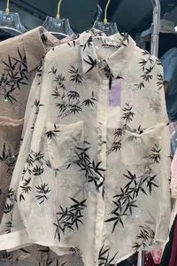 Women's Blouses Rhinestone in 2024 Zomer Sunscreen Shirt Elegant lange mouwen vaste kleur losse informele veelzijdige forens Y2K Tops