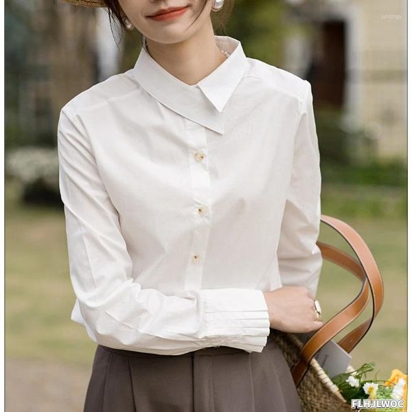 Blouses pour femmes S Office Lady Basic Work Wear Femmes Simple Boutonnage Bouton Solide Chic Mode Style Français Top Chemises Blanches