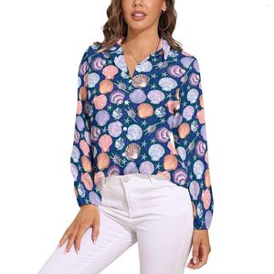 Vrouwen Blouses Schelpen Losse Blouse Coquille Abstract Casual Oversized Vrouw Lange Mouwen Kawaii Shirts Zomer Bedrukte Tops