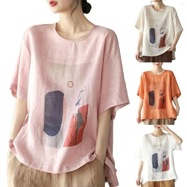 Chemisiers pour femmes Sequin Off The Shoulder Tops Large Cotton Top Loose Round Neck Short Sleeve Women Dress