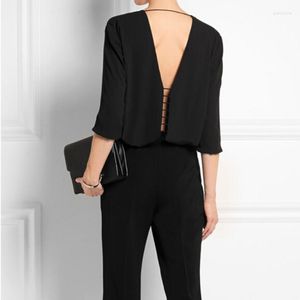 Women's Blouses Sexy Cutout Design terug V-Neck Chiffon Top Women Black Pullover Simple Blouse