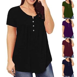 Blouses voor dames sexy low cut button v nek t shirts dames plus size zomer zomerse mouw ruches ruche tunics tops los casual kantoor dames