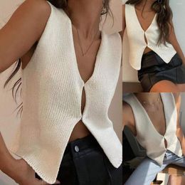 Vrouwen Blouses Sexy Mouwloze Gebreide Truien Vest Voor Vrouwen Effen Gehaakte V-hals Top Hollow Out Button Down Tank tops Koreaanse Blouse Y2k