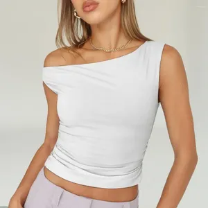 Blouses Femmes Sexy Débardeur Hors Une Épaule Taille Évider Halter Crop Tops Femmes Casual Sans Manches Recadrée Gilet Camisole Tube Femme