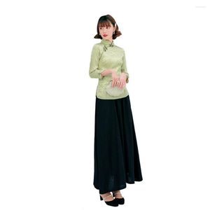 Blouses voor vrouwen Shanghai verhaal halve mouw cheongsam top traditionele Chinese dames blouse linnen rok