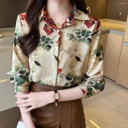 Damesblouses Shirt 2024 Lente Leeftijdverminderende Mode Print Mooie Commuter Lange Mouw