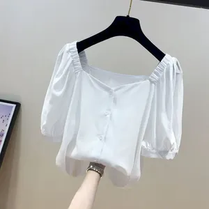 Damesblouses Shirt Eén schouder Vierkante hals Afslanken en leeftijdsverlagend Veelzijdige mode-top Zomer casual kleding