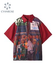 Blusas de mujer camisa de manga corta Vintage Hip Hop verano suelta estilo BF camisa estampada mujer Streetwear Harajuku Casual de gran tamaño 230719