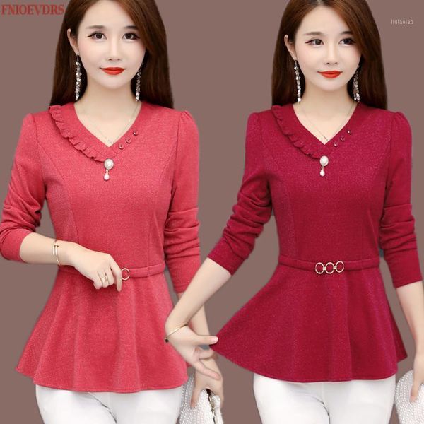 Blouses pour femmes Chemises 2022 Basic Femmes Manches longues Élégant Office Lady Tunique Belly Design Peplum Top Blosas